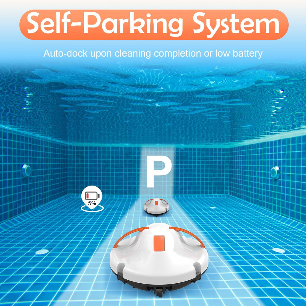 (2026 New) Robot Pool Vacuum for Above Ground Pool, Cordless Robotic Pool Cleaner Dual Motors, 130 Mins Runtime, Auto-Dock, Automatic Pool Vacuum Cleaner for In-Ground Flat Pools Up to 1100 Sq.Ft