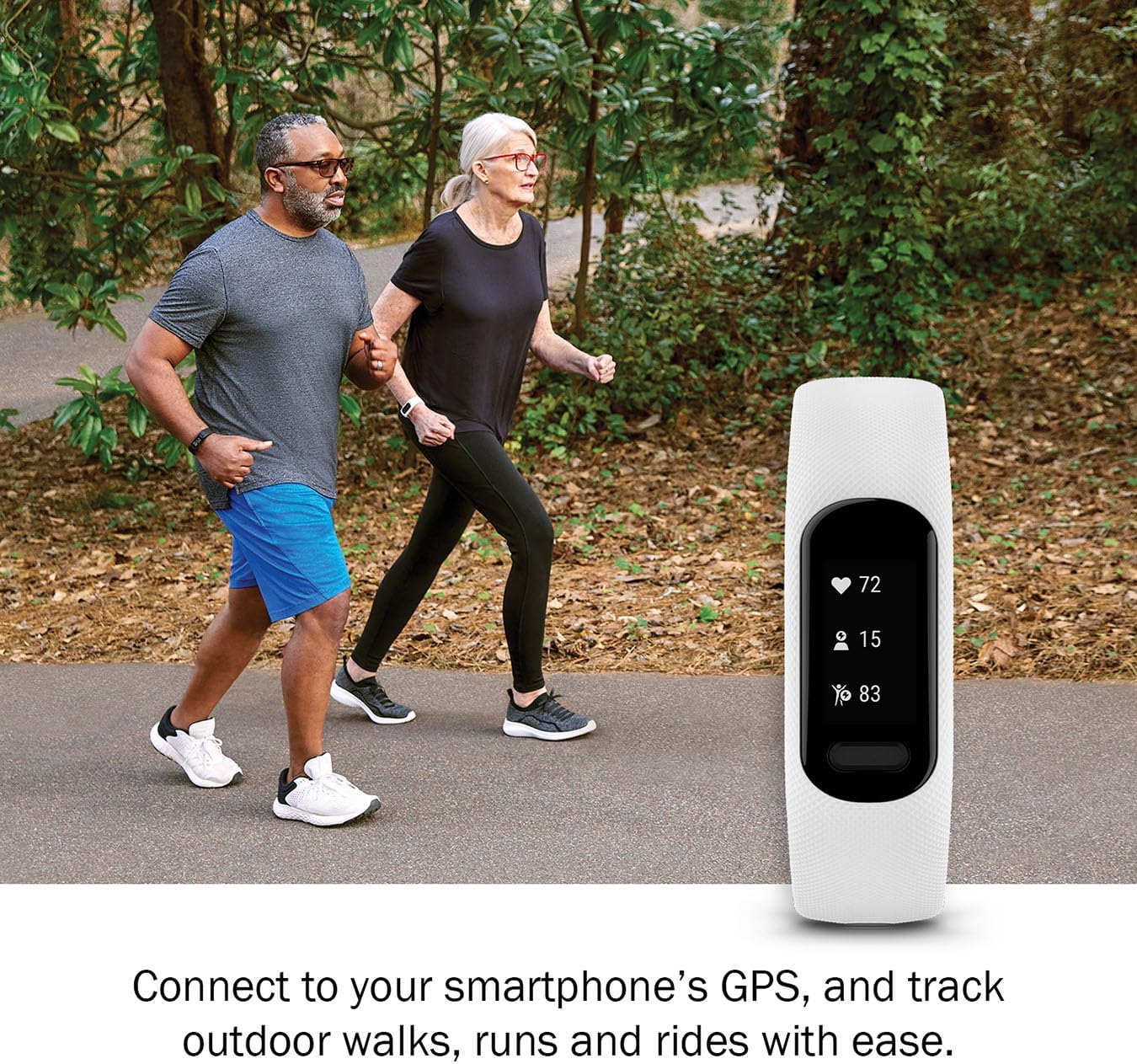Garmin vivosmart 5 Fitness Tracker, Long-Lasting Battery, Wrist Heart Rate, Sleep Tracking, Smart Notifications, Compatible with Phone GPS, White, Signature Series Charger Bundle