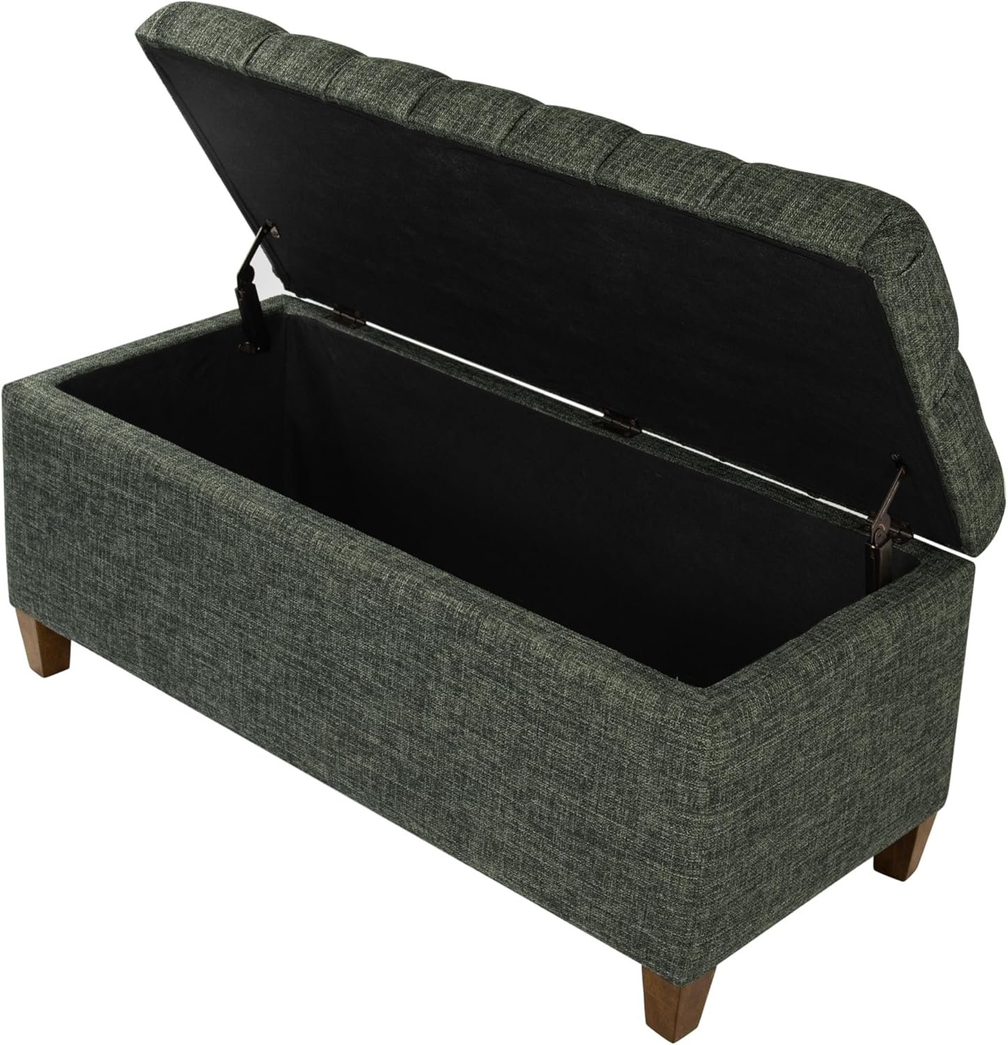 Homepop Home Decor Tufted Ainsley Button Storage Ottoman Bench with Hinged Lid Ottoman Bench with Storage for Living Room & Bedroom, Green Clover Fabric