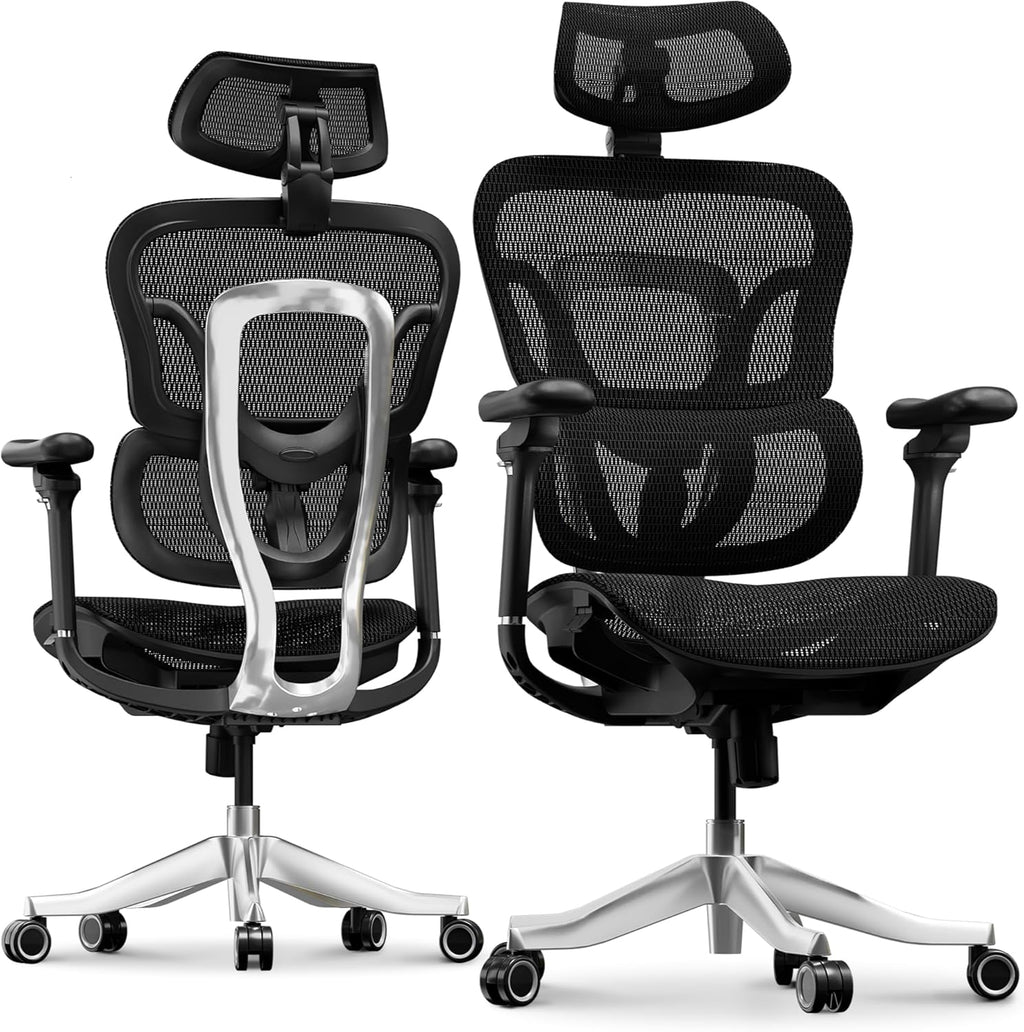FLEXISPOT ErgoX Max Ergonomic Office Chair Black - Aluminum Alloy Frame & Base, 661 lb Capacity, 5D Armrests, 4D Adaptive Lumbar & 4D Headrest 1