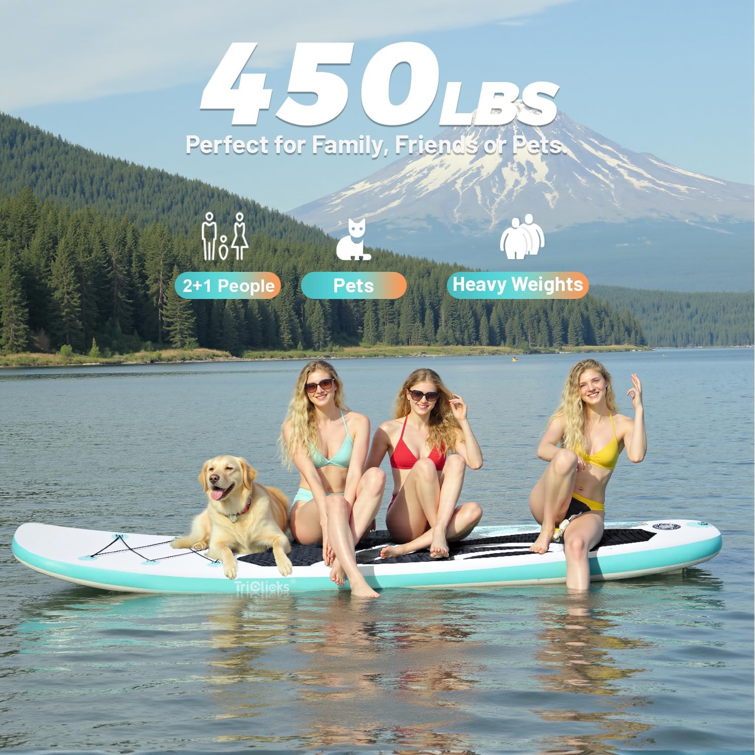 Triclicks Inflatable Stand Up Paddle Board 10ft Surfing Board Kit for Adults, Premium SUP Complete Kit with Adjustable Paddle Hand Pump Fin Leash Backpack