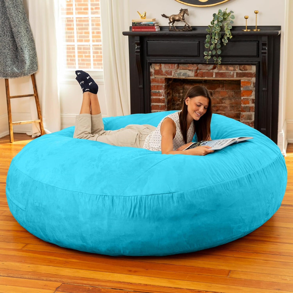 Jaxx 6 Foot Cocoon - 2-in-1 Convertible Bean Bag Bed & Large Bean Bag Chair for Adults, Microsuede Teal