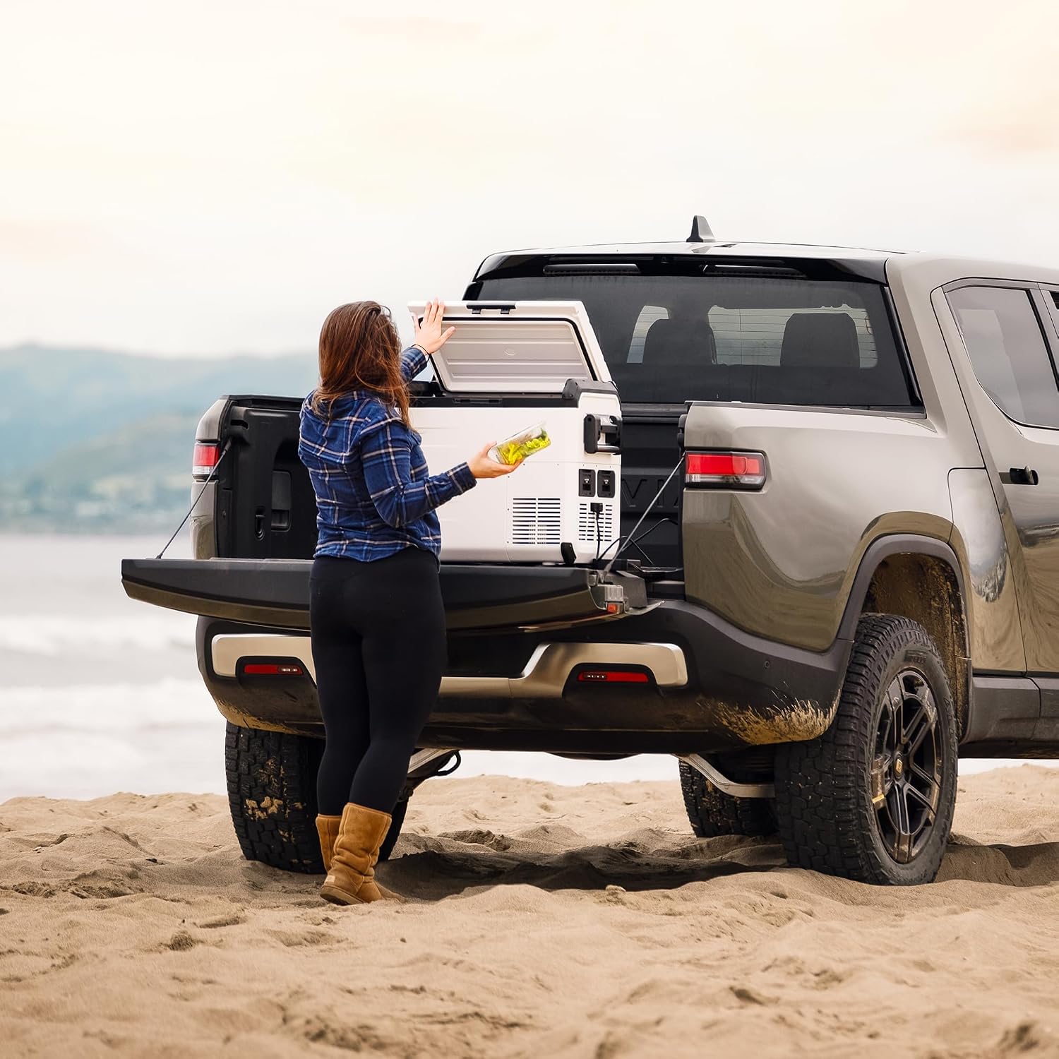 Explorer Bear Urban Series 48QT/45L 12V/24V Portable Battery Powered Electric Cooler Fridge Freezer Powered by LG Compressor (Battery Not Included)
