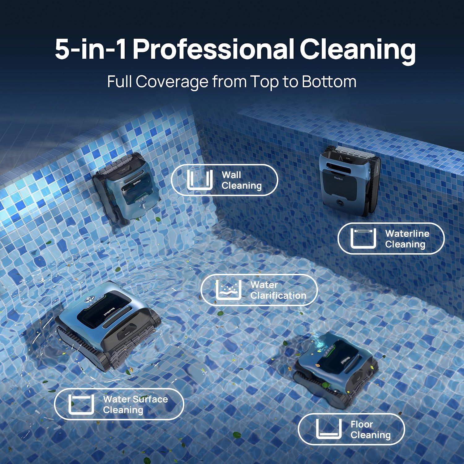 Beatbot A100 Pro Cordless Robotic Swimming Pool Cleaning Vacuum, APP Controlled