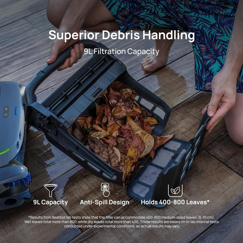 (2025 Upgrade) Beatbot iSkim Ultra 24/7 Cleaning Solar Powered Pool Skimmer with Water Clarification System & APP Control, Voice Broadcast, Dual Charging Options, Edge & Corner Cleaning, Blue