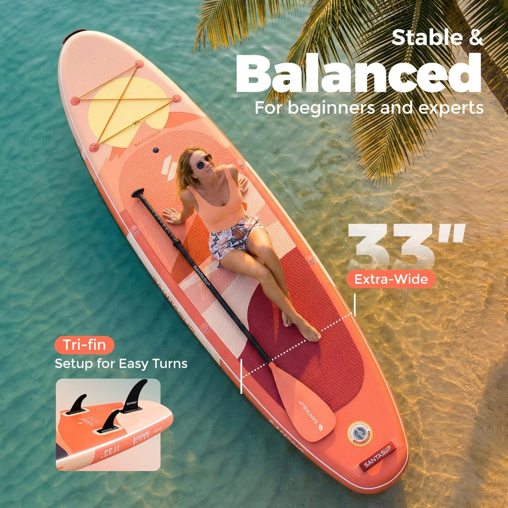 10'6'/11'Wide Inflatable Stand Up Paddle Board for Adults & Youth of All Skill Levels, with Premium SUP Paddleboard Accessories, Anti-Slip EVA Deck