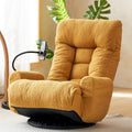 Ubyoee Swivel Floor Chair, 5 Adjustable Positions, Meditation & Gaming, Teddy Indoor Lounge Chair for Living Room, Yellow