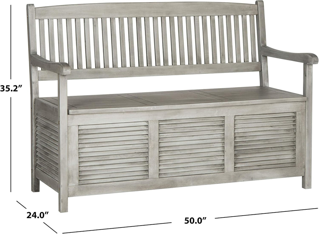 Safavieh Outdoor Collection Brisbane Grey Storage Bench