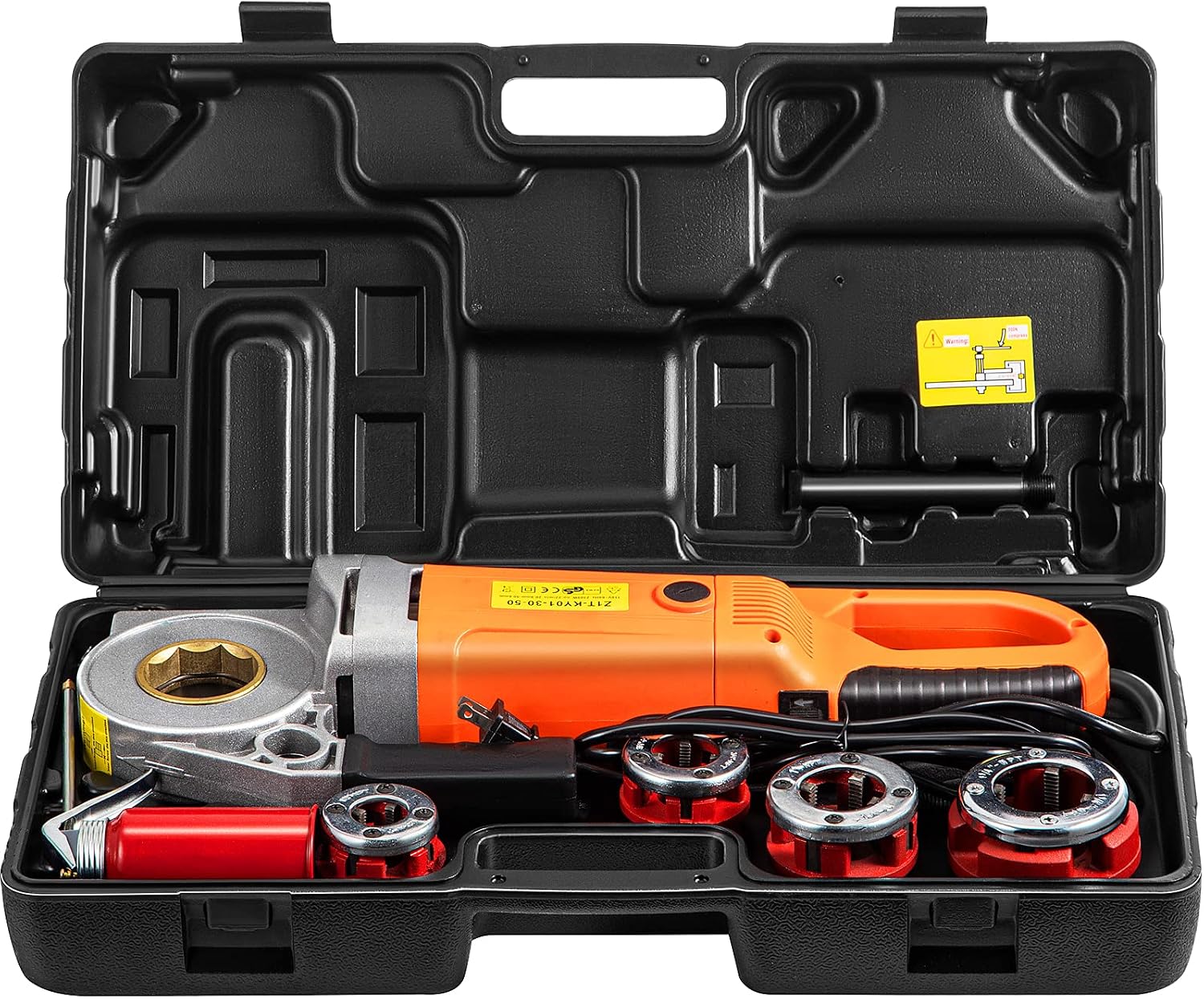 VEVOR Electric Pipe Threader, 2300W Pipe Threading Machine with 4 Dies 1/2' - 1 1/4', 110V Hand-held Pipe Threader Machine with Copper Motor, Portable Electric Pipe Threading Kit with Carrying Case