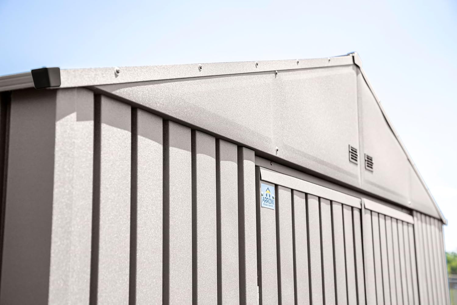 Arrow Shed Elite 10' x 14' Tall Outdoor Steel Storage Shed with High Gable and Lockable Doors Storage Building, Cool Grey