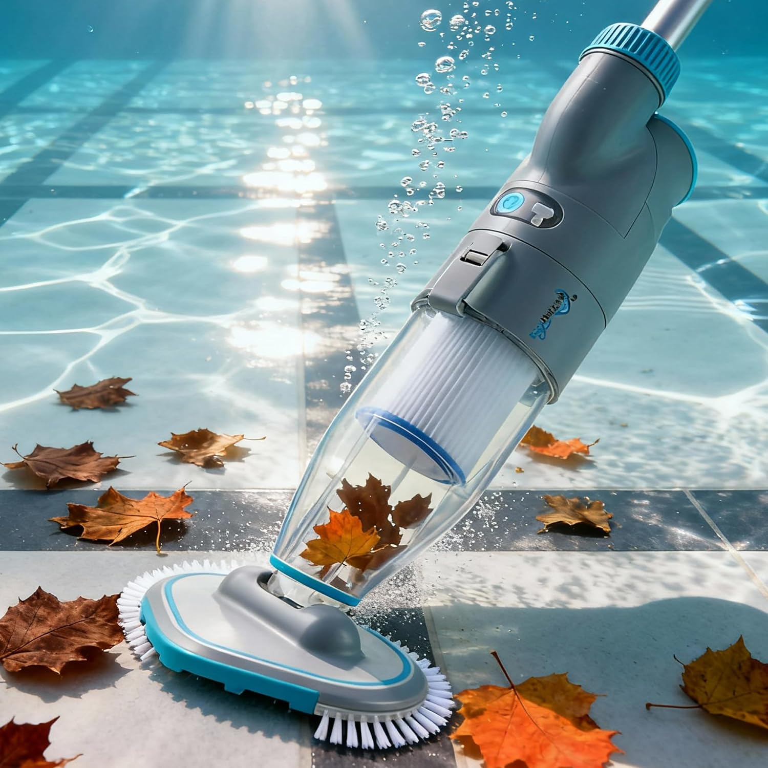 50 Handheld Pool Vacuum, Dual Filtration Cleaner for Above Ground Pools, 32 GPM Strong Suction for Leaves, Sand & Debris, 60-Min Runtime, Ideal for Steps, Corners & Spa