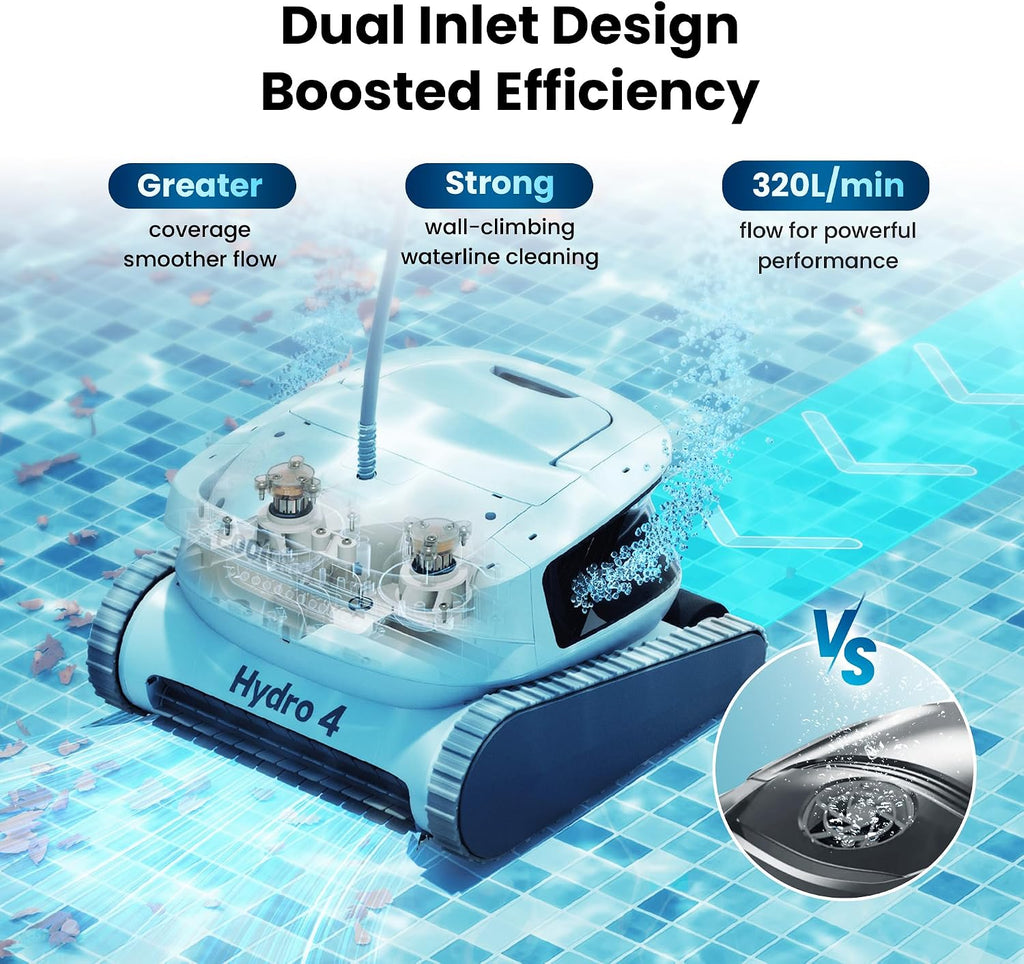 Chasing Hydro 4 Inground Pool Vacuum Cleaner | 50ft Corded Pool Robot for Floor, Wall & Waterline Cleaning | Smart App Control | 5070 GPH Suction Perfect for Pool Opening Season