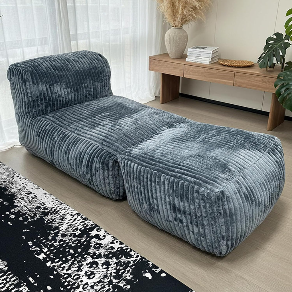 Large Memory Foam Bean Bag Chair for Adults – Big Lounger Sofa Seat for Living Room, Bedroom, or Balcony (Dark Gray)
