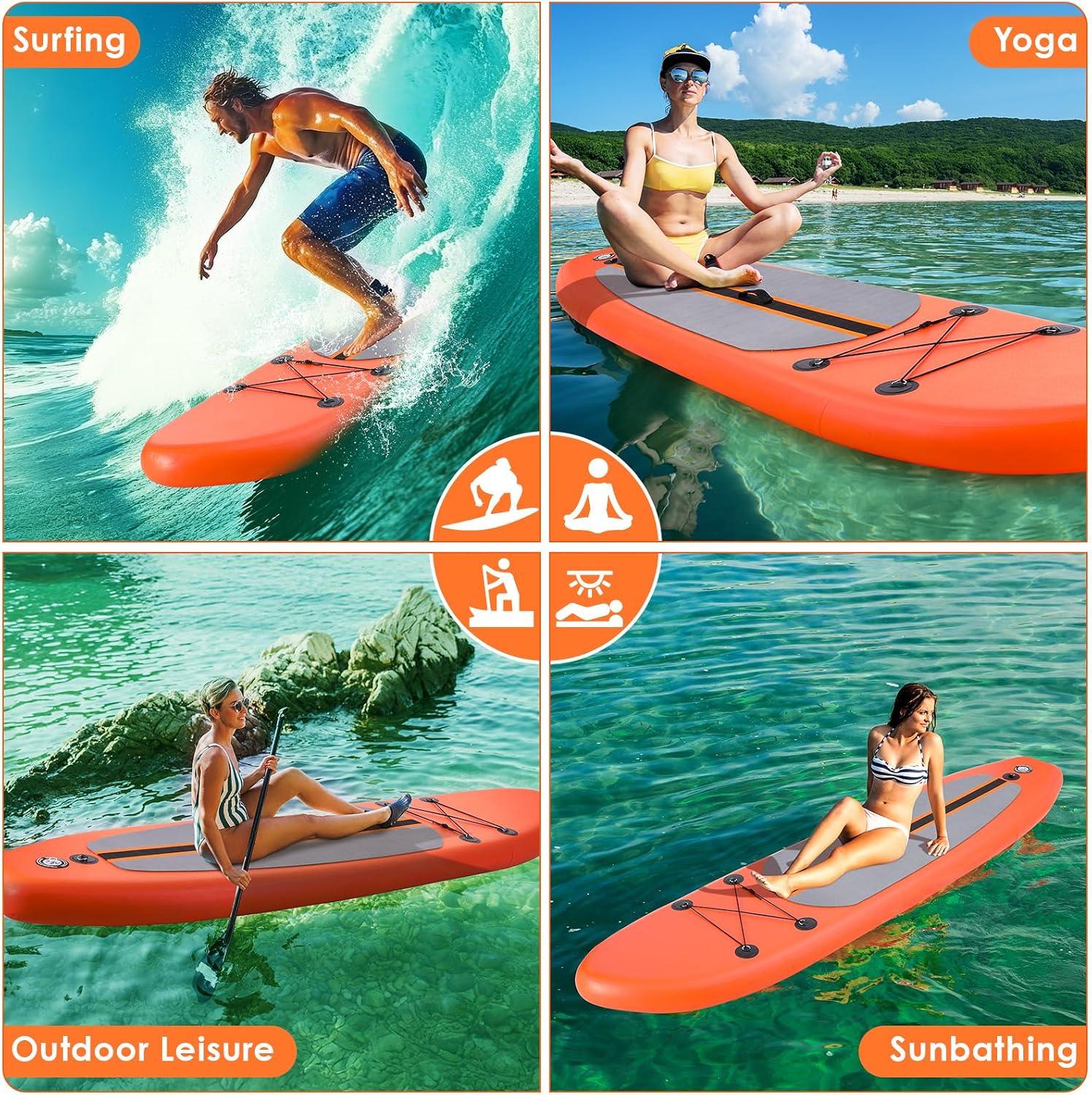 Clevich 12FT Stand Up Paddle Board, Inflatable Paddleboard with SUP Accessories & Carry Bag, Paddle, Hand Pump, Non-Slip Deck, Repair Kit,Leash, 400LBS