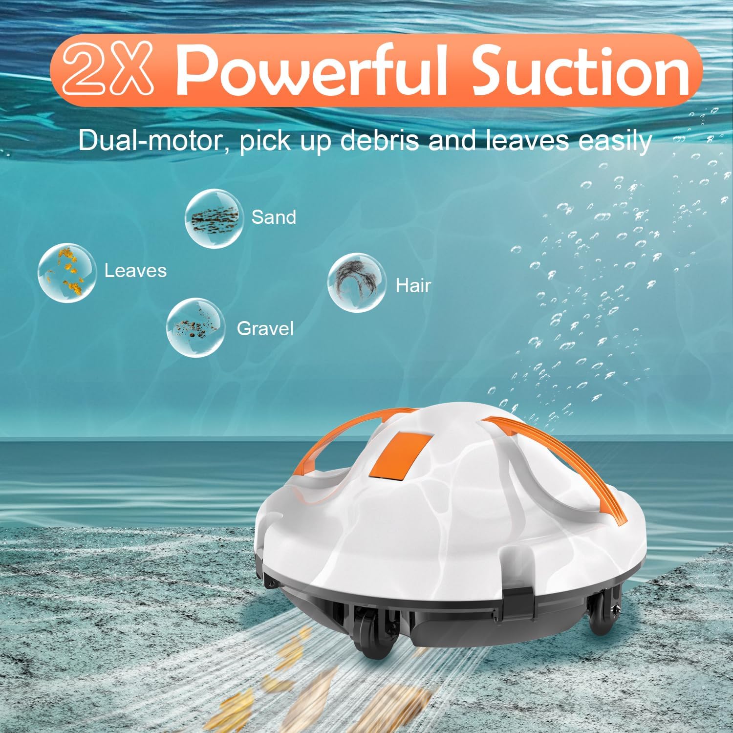(2026 New) Robot Pool Vacuum for Above Ground Pool, Cordless Robotic Pool Cleaner Dual Motors, 130 Mins Runtime, Auto-Dock, Automatic Pool Vacuum Cleaner for In-Ground Flat Pools Up to 1100 Sq.Ft