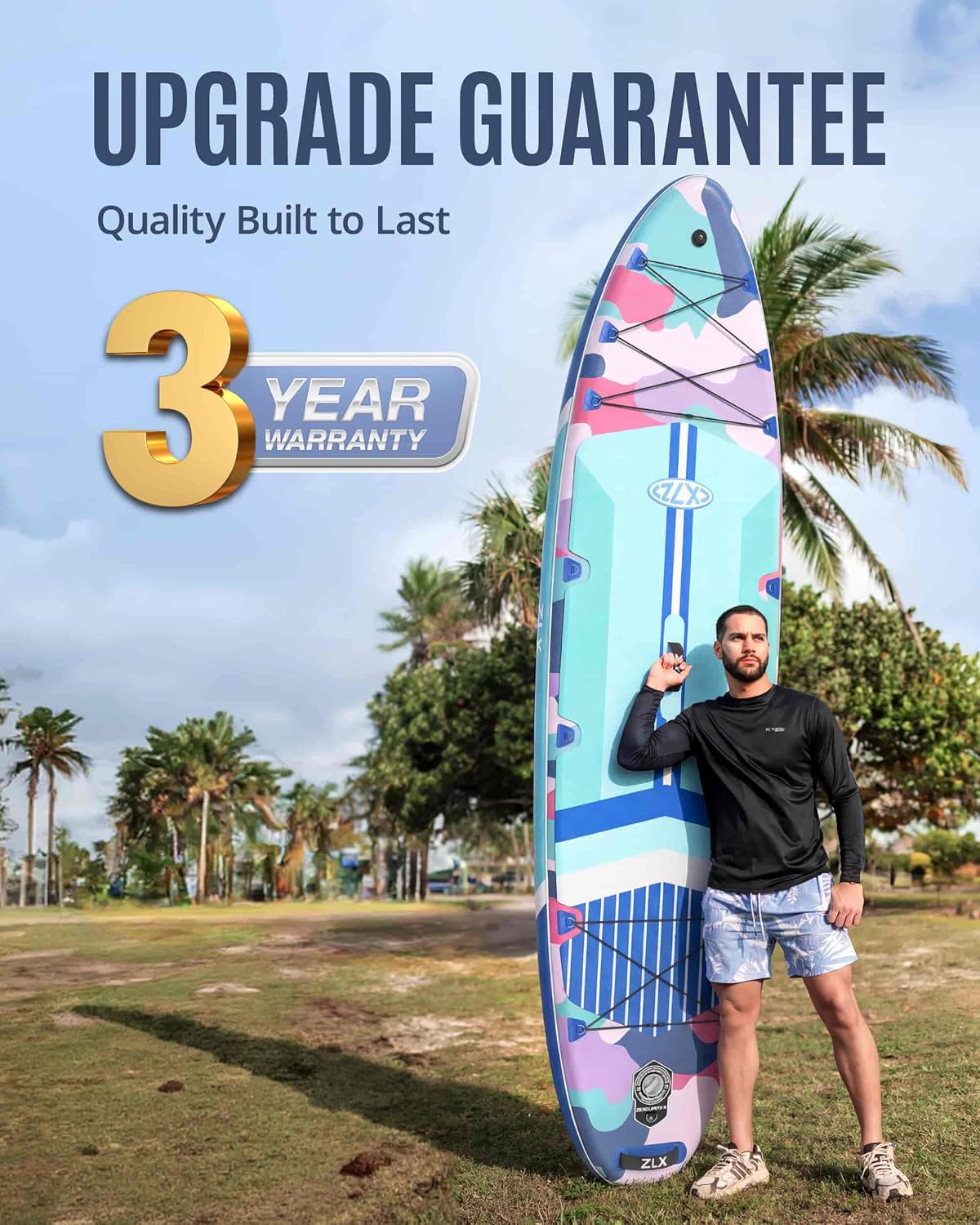 ZLX 11'6'x35' Ultra Wide Inflatable Stand Up Paddle Board | Stable Non-Slip Deck Pad, Unique Fin System, Premium SUP Accessories & Backpack - Upgraded Pump for Adults, All Skill Levels