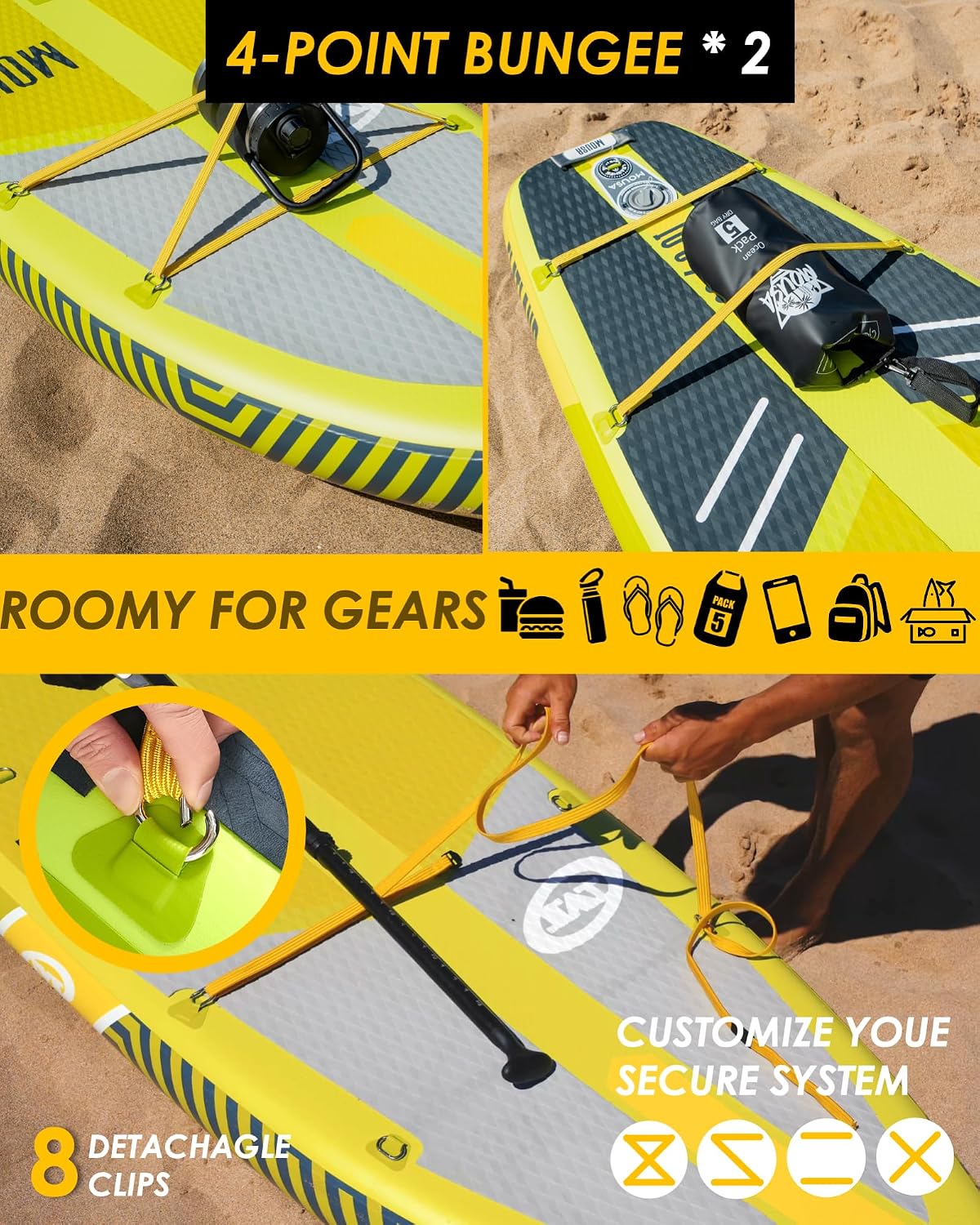 MOUSA 10'8/11'×35' Extra Wide Inflatable Stand Up Paddle Board, Stable Paddleboard SUP for 2 People/Family, Anti-Slip Full EVA Deck, 3 Handles, 100L Backpack, All-Round Sup Board, Big Fin