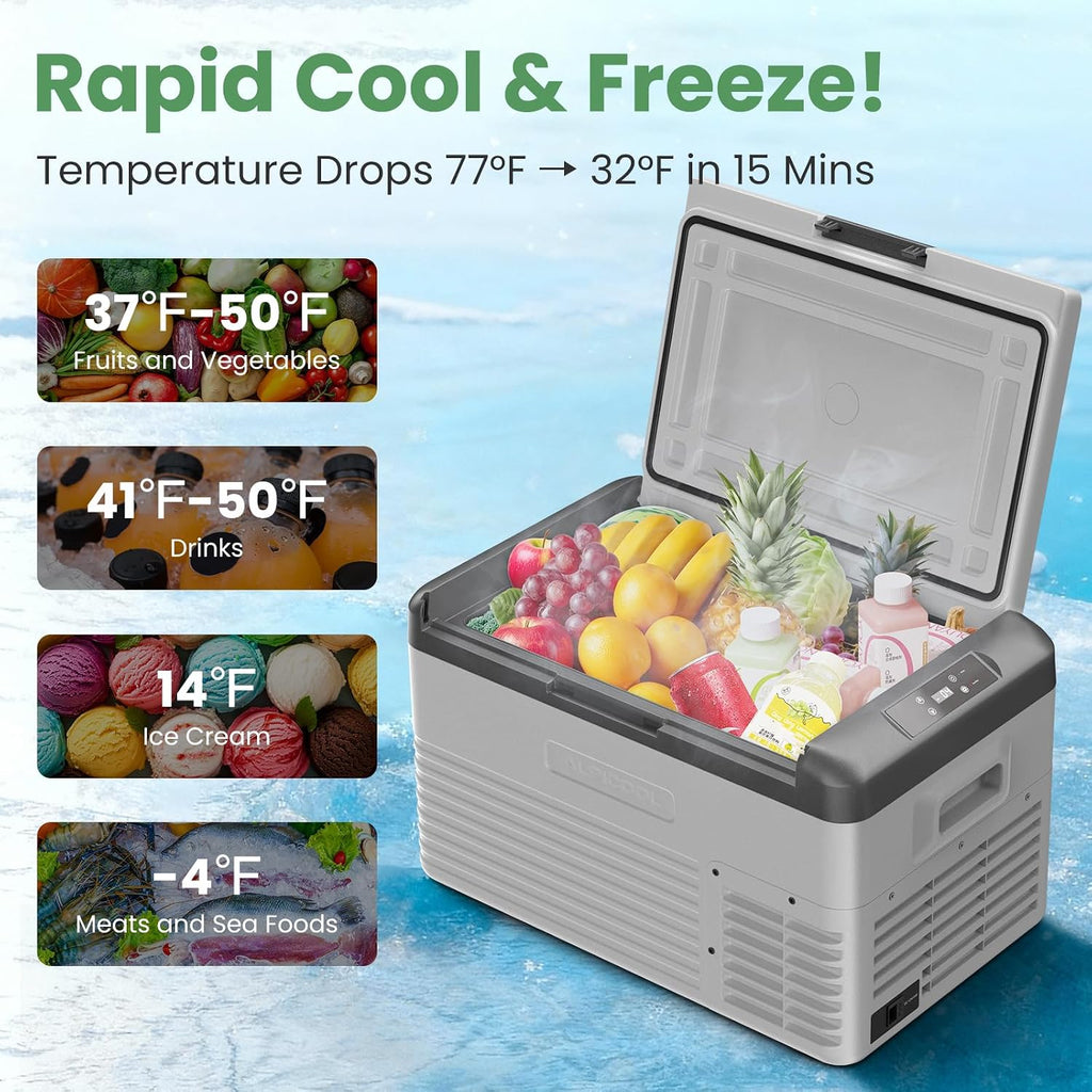 ALIPICOOL Electric Cooler 12 Volt Portable Refrigerator for Car, 29 Quart Car Fridge, Single Zone Car Freezer Cooler 12/24V DC, 110~240V AC for Camping，Overlanding, RV, Truck, -4℉ to 68℉ (CL30）