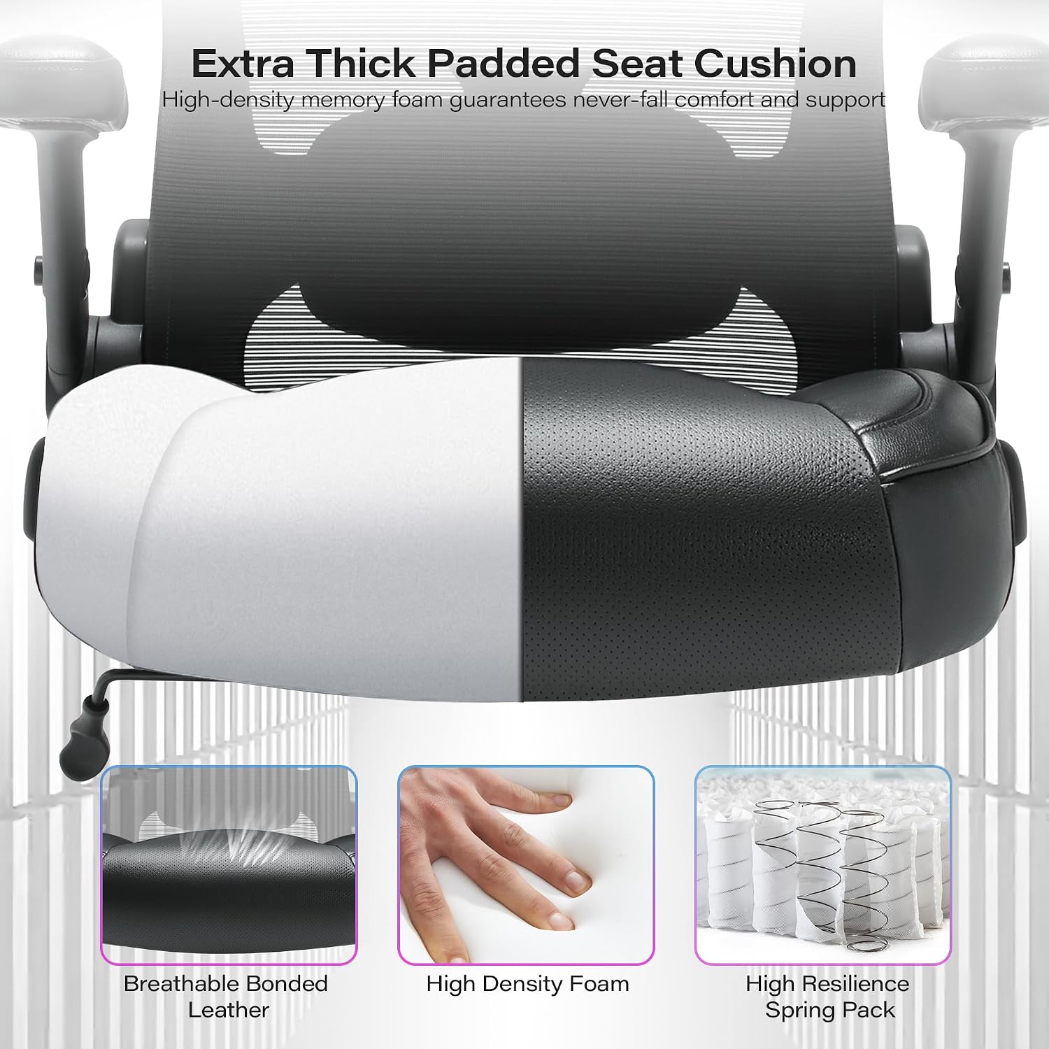 Big and Tall Office Chair 600lbs with 3D Flip Arms Adjustable Headrest - Heavy Duty Large Wheels Executive Computer Desk Chair, Ergonomic Lumbar Support Mesh High Back Plus Size Chair for Adults