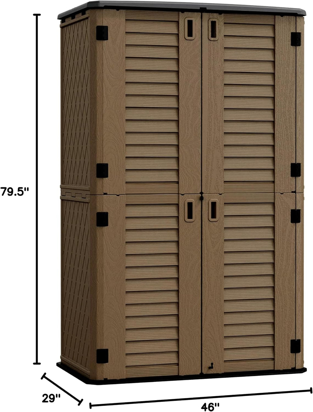 ADDOK Outdoor Storage Sheds Waterproof,Resin Outdoor Storage Cabinet Lockable, Double-Layer Storage Shed for Patios/Generator/Long-Handled Tools