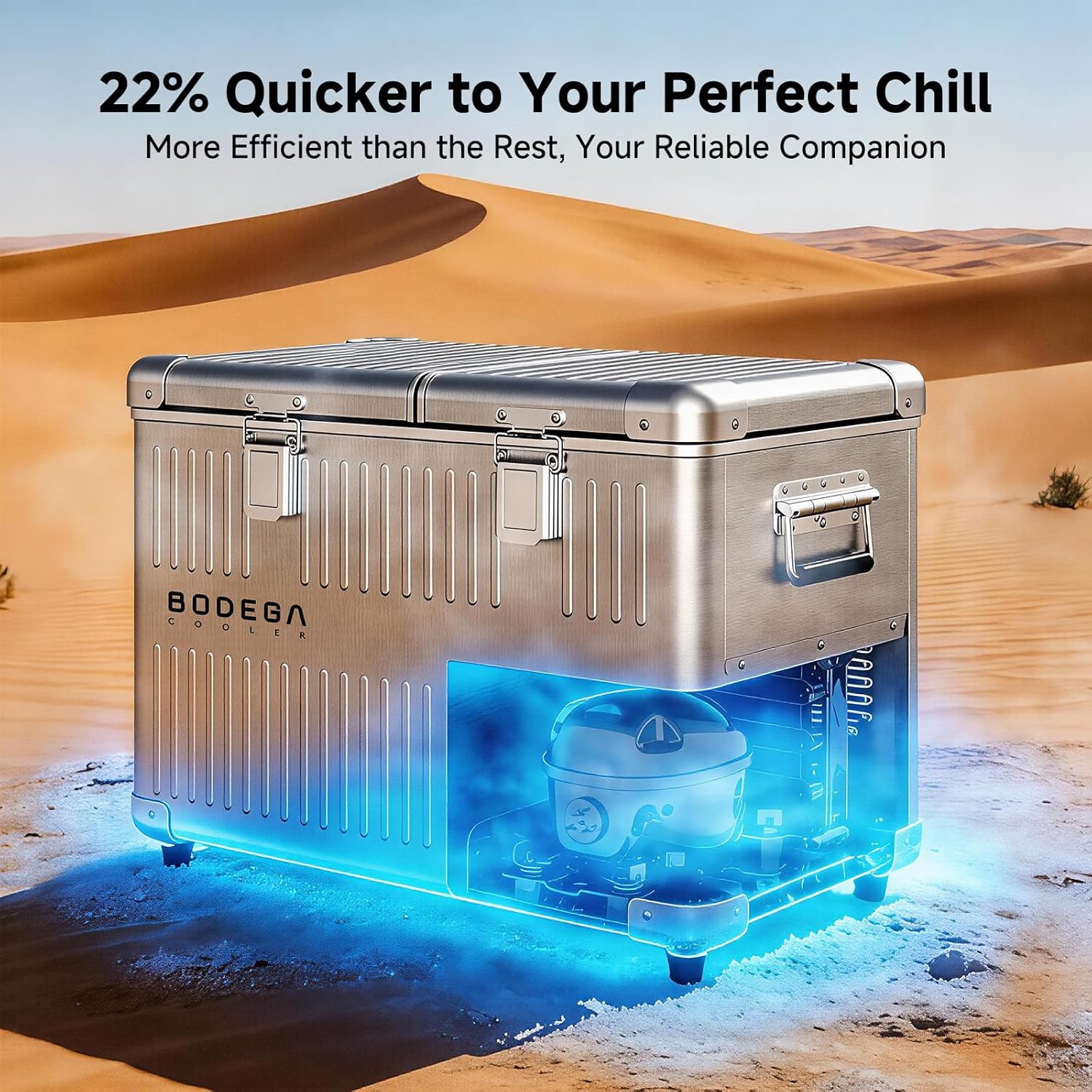 BODEGA 42 Quart (40L) Portable Car Refrigerator, 12V Dual Zone Car Fridge Freezer, Lightweight Aluminum Electric Cooler with Compressor, -4°F to 68°F, DC/AC for Truck, RV, Camping, Van, Home Use