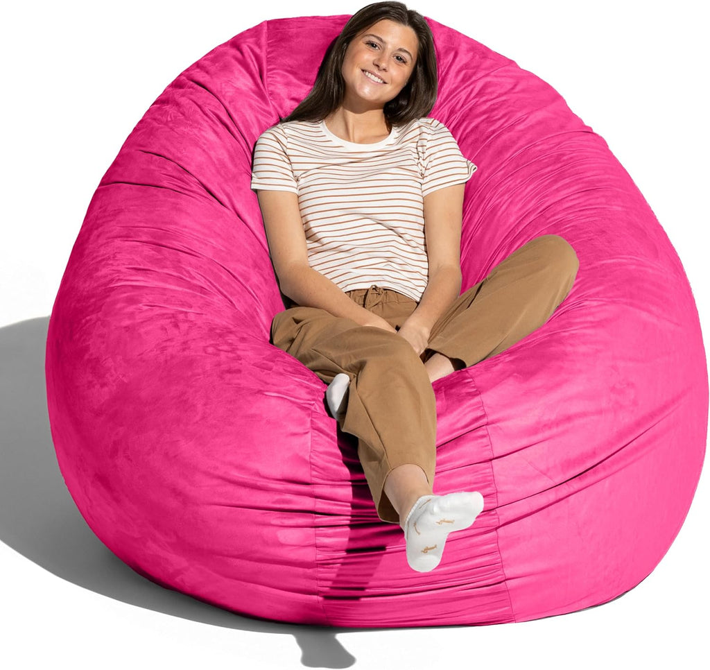 Jaxx 6 Foot Cocoon - 2-in-1 Convertible Bean Bag Bed & Large Bean Bag Chair for Adults, Fuchsia