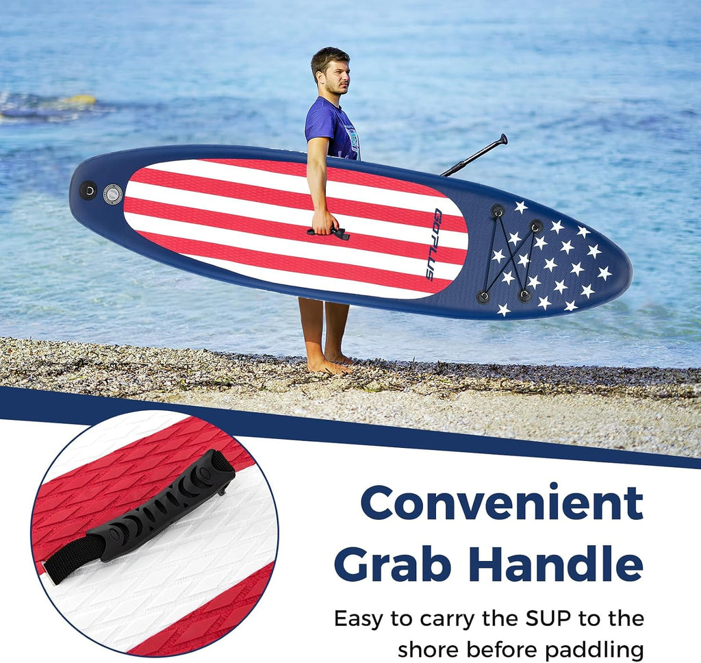 Goplus Inflatable Stand Up Paddle Board, 10FT/10.5FT/11FT SUP with Accessory Pack, Adjustable Paddle, Carry Bag, Fin, Hand Pump, Leash, Repair Kit