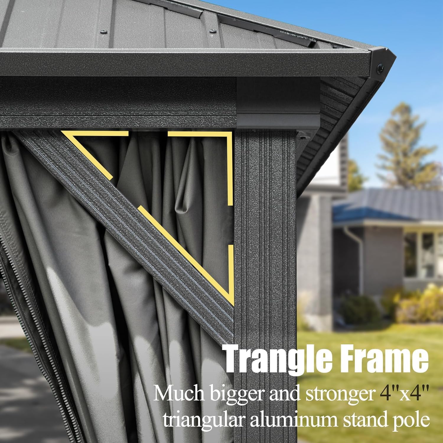 Domi 12x18FT Outdoor Gazebo, Patio Gazebo with Galvanized Steel, Hardtop Gazbo for Patio, Deck, Backyard, Curtain and Netting Included
