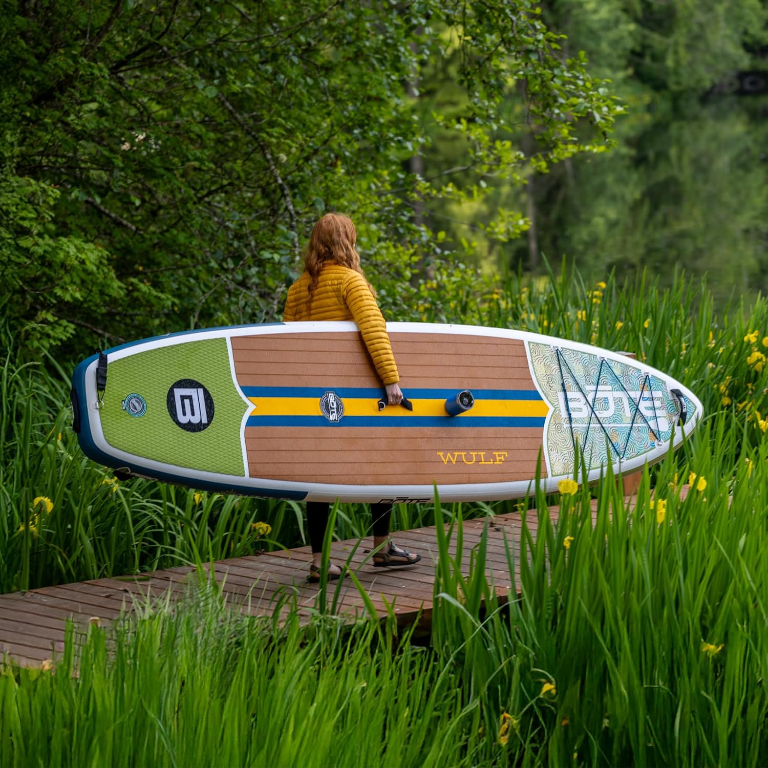 BOTE Wulf Aero Inflatable Stand Up Paddle Board Kit Includes Accessories Adjustable Paddle iSUP Travel Bag Blow Up Pump Safety SUP Coiled Leash Multiple Sizes