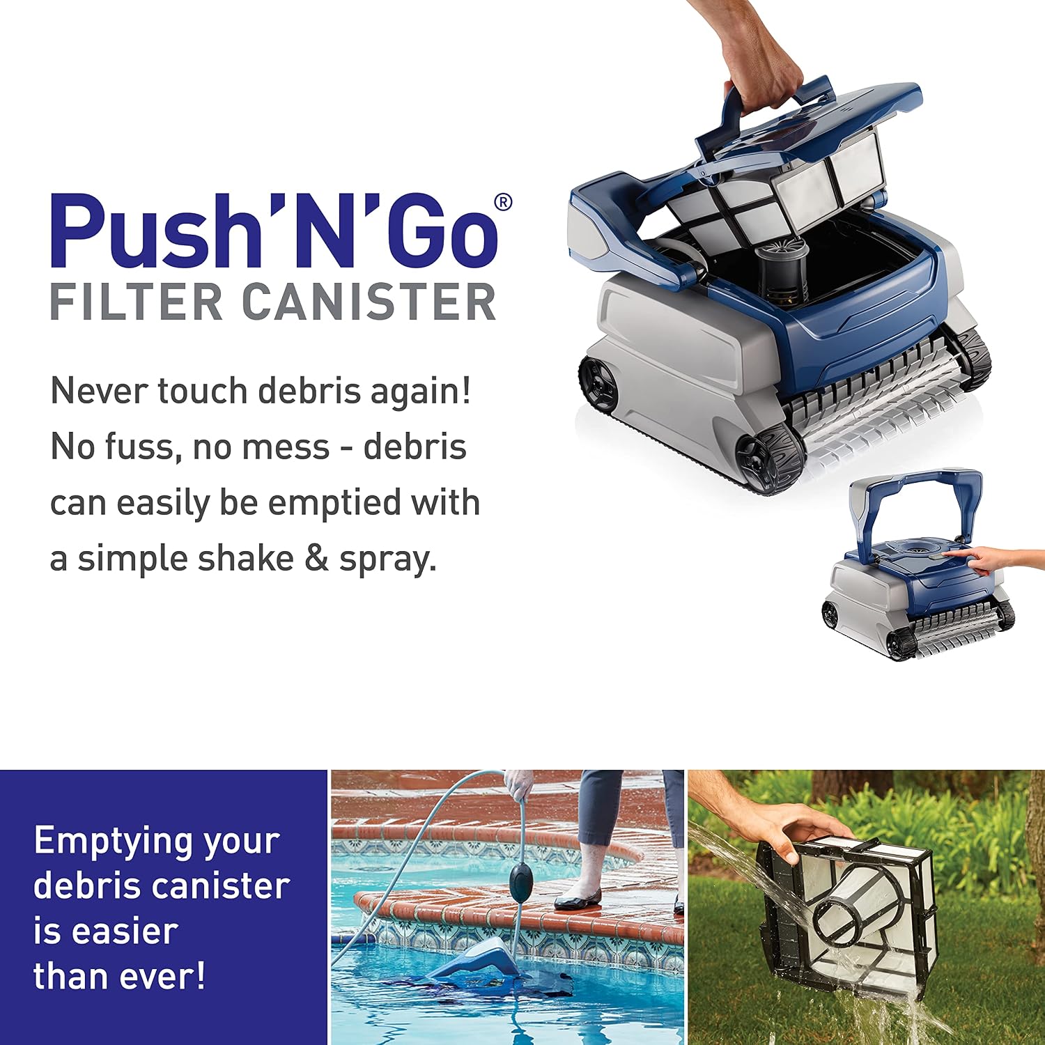 Polaris 8050 Sport Robotic Pool Cleaner, Automatic Vacuum for InGround Pools up to 40ft, Wall Climbing Vac w/Strong Suction & Easy Access Transparent Lid
