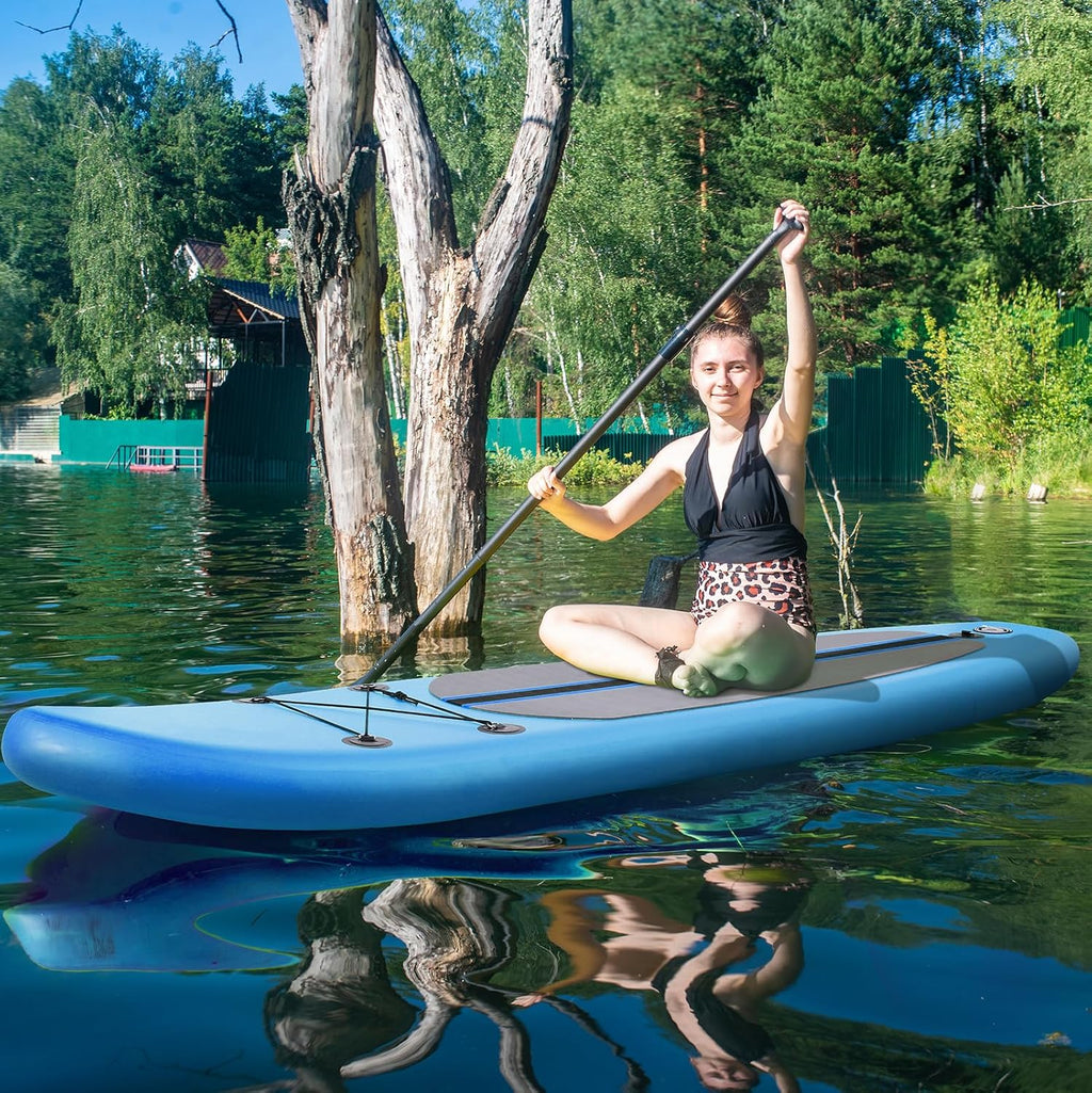 TLSUNNY 11FT Inflatable Stand Up Paddle Board, 3 Fins Paddleboard with Full SUP Accessories for All Skill Levels, Portable Two-Way Hand Pump and Carry Bag, 400LBS