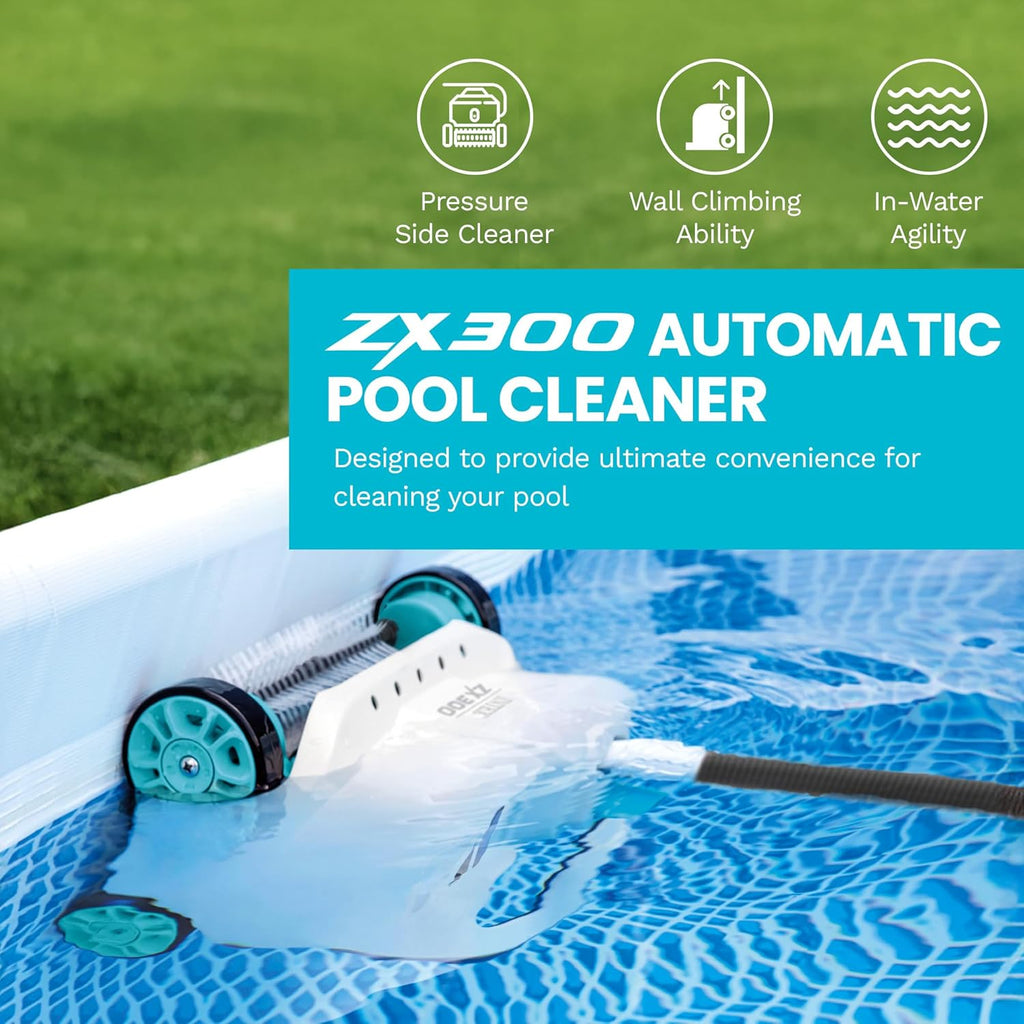 INTEX Deluxe Pressure-Side Above Ground Automatic Pool Cleaner Vacuum - for Bigger Pools – Cleans Pool Floors and Walls – Removes Debris – Removable Filter Tray – 21ft Tangle Free Hose