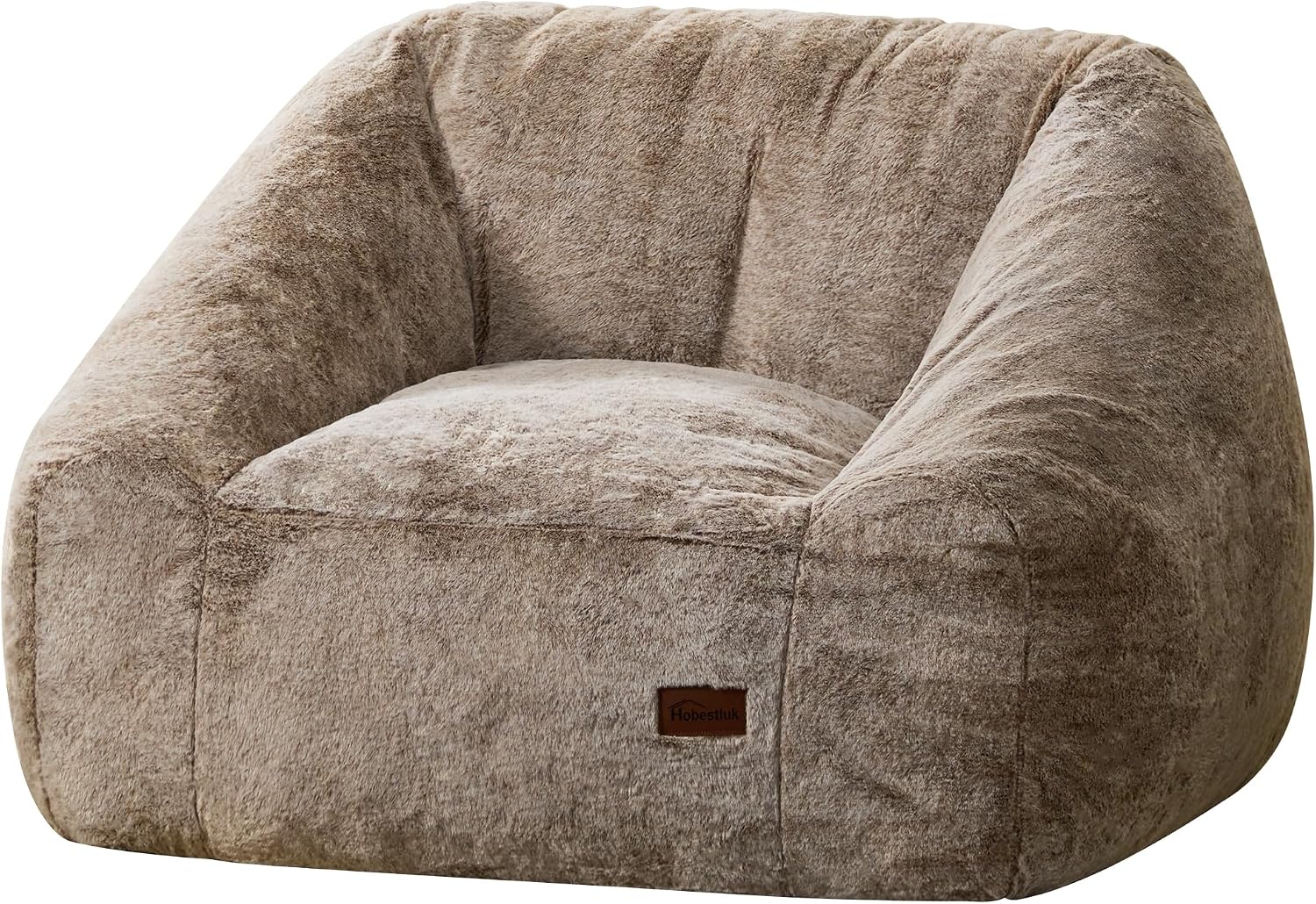 Hobestluk Giant Bean Bag Chair Memory Foam Filled Sofa Chair Bean Bag for Adults/Teens/Kids, Oversized Lazy Accent Comfy Stuffed BeanBag Sofa for Living Room Bedroom Dorm Reading(Brown)