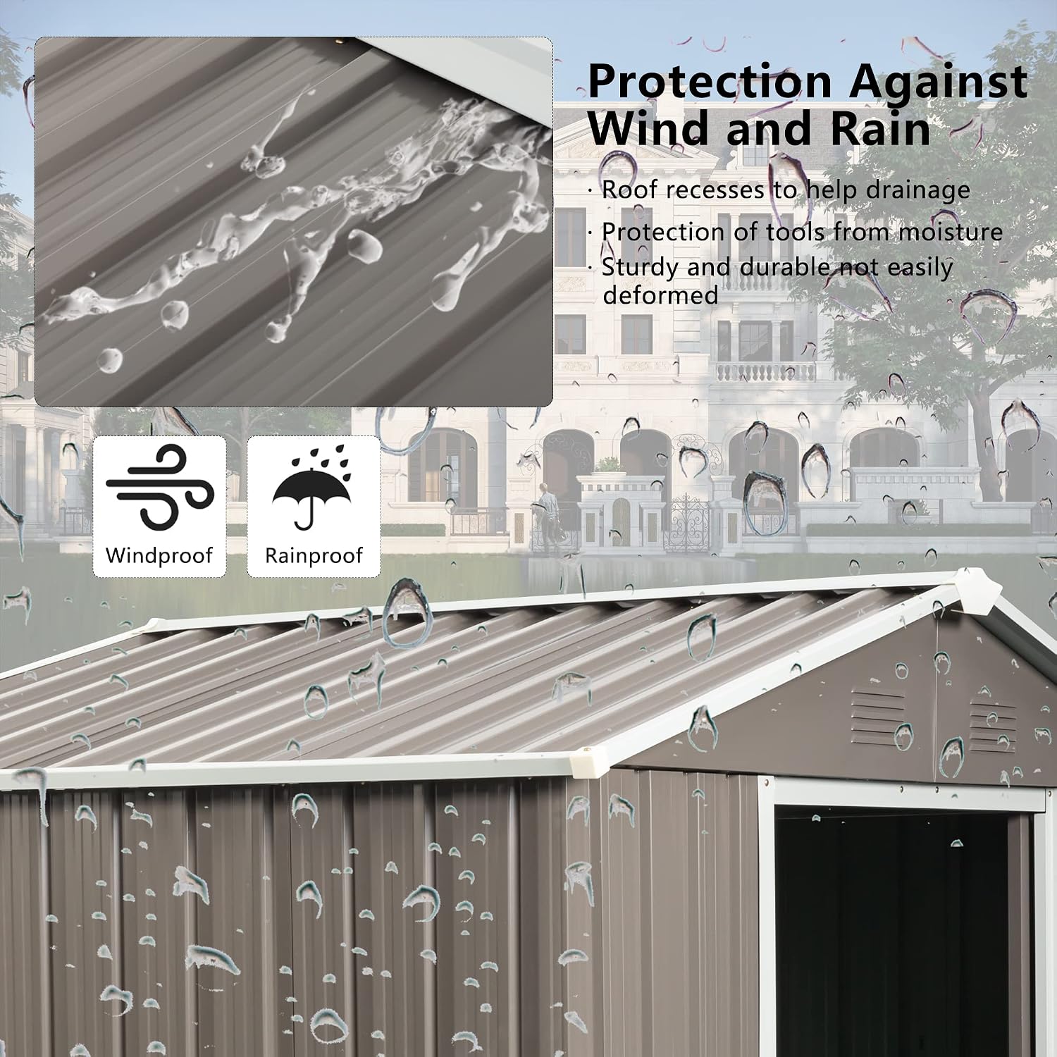 KEIKI 6x5 FT Outdoor Metal Storage Shed with Peaked Roof,Vents,Window and Metal Foundation for Garden Yard