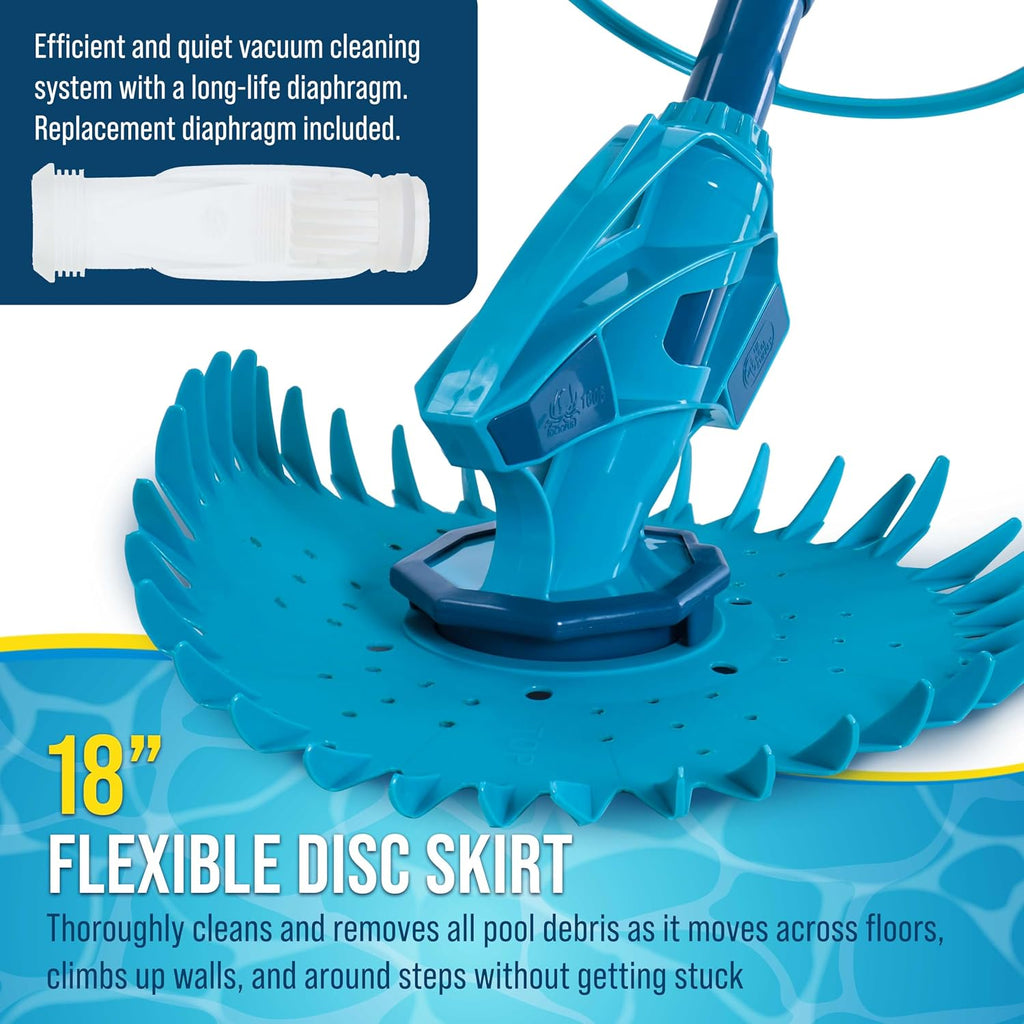 U.S. Pool Supply Octopus Prime Suction Pool Cleaner, Inground Automatic Pool Vacuum Cleaner with Hose - Swimming Sweeper Vac Cleaning Suction-Side Cleaners - Auto Creepy Sweeps Removes Debris, Leaves