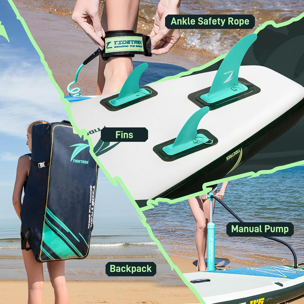 11'6' Inflatable Stand Up Paddle Boards, Premium SUP Accessories, Non-Slip Comfort Deck for Youth & Adults