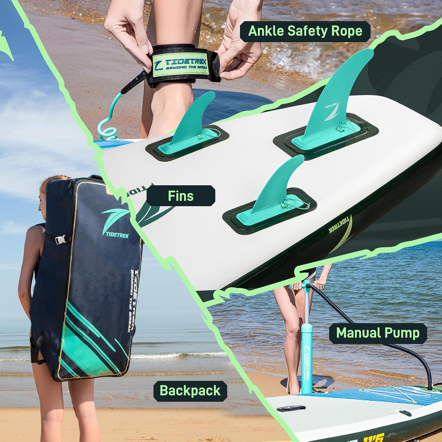11'6' Inflatable Stand Up Paddle Boards, Premium SUP Accessories, Non-Slip Comfort Deck for Youth & Adults
