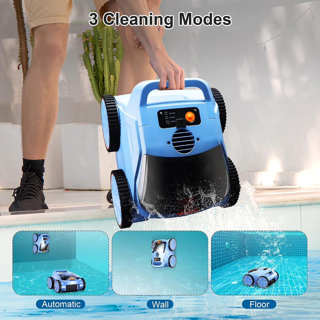 Robotic Pool Vacuum, Pool Cleaner for Inground Pools, Smart Navigation, Floor/Wall/Waterline Cleaning, 150 Mins Runtime for Pool Up to 2000 Sq.ft