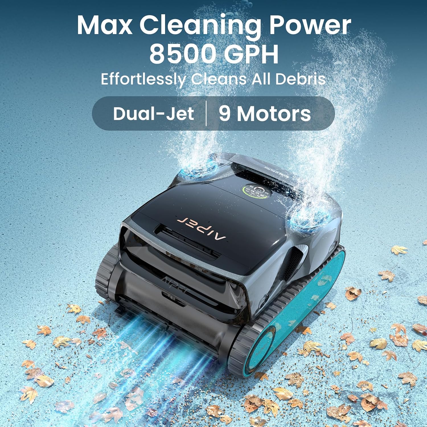 Aiper Scuba X1 Pro Max Pool Vacuum Robot & Skimmer with HydroComm Pro Smart Pool Monitor, 8,500 GPH Suction, Ultra-Fine Filtration, Real-Time Water Monitoring & Underwater WiFi Connection, Blue