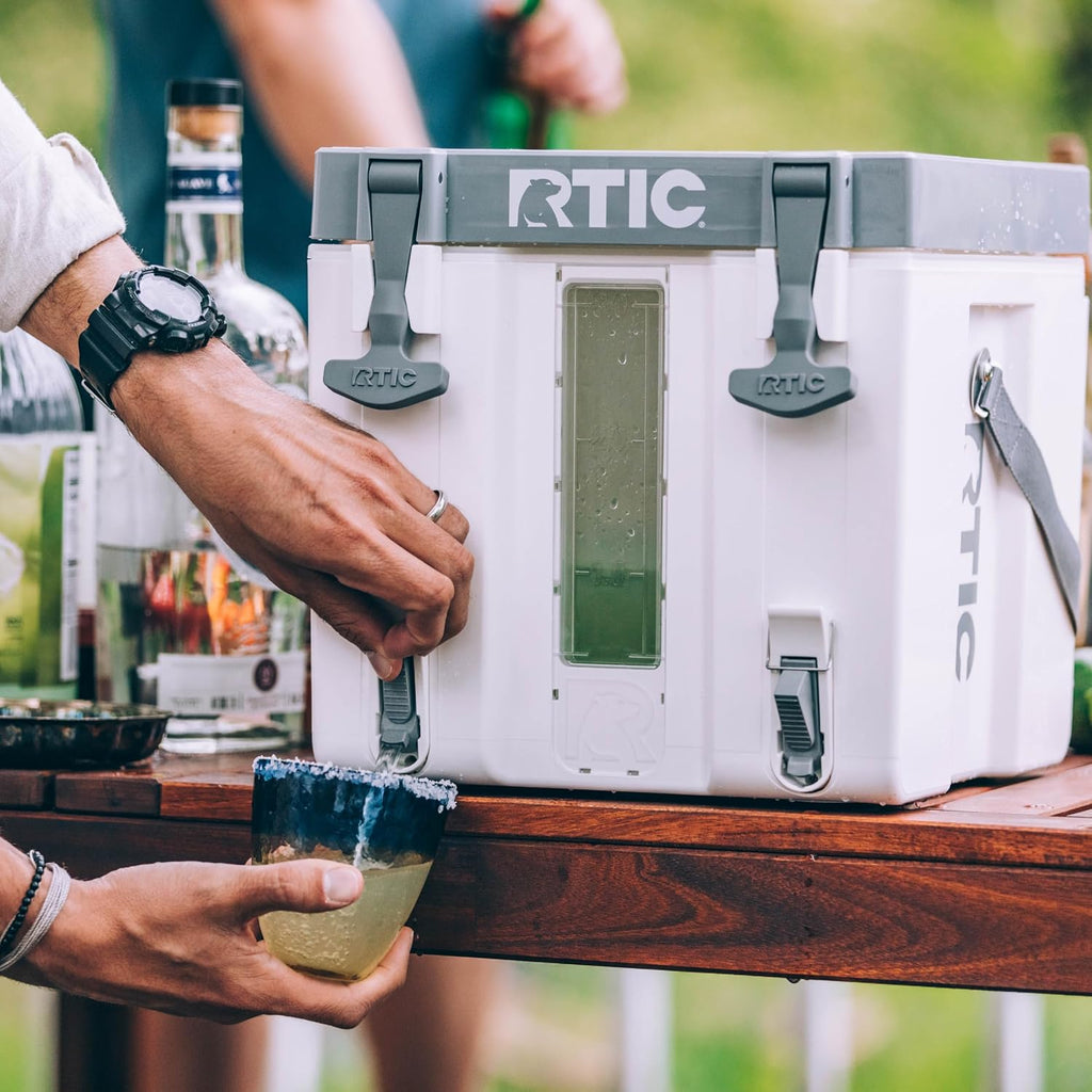 RTIC Halftime Water Cooler 3 Gallon Portable Carrier Container, Drink Beverage Dispenser, Stackable with 2 Taps, Bottleless, BPA-Free, for Sports, Camping, BBQ, Parties, Picnic, Cool Grey & Navy