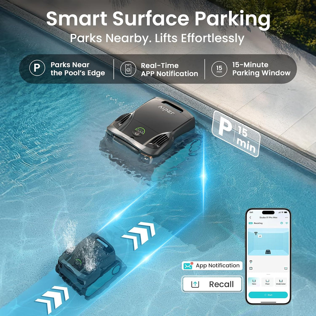 Aiper Scuba X1 Pro Max All-in-One Pool Cleaning Robot & Skimmer with 8,500 GPH Suction, Ultra-fine Filtration, Smart Surface Parking, for All Inground Pools, Blue