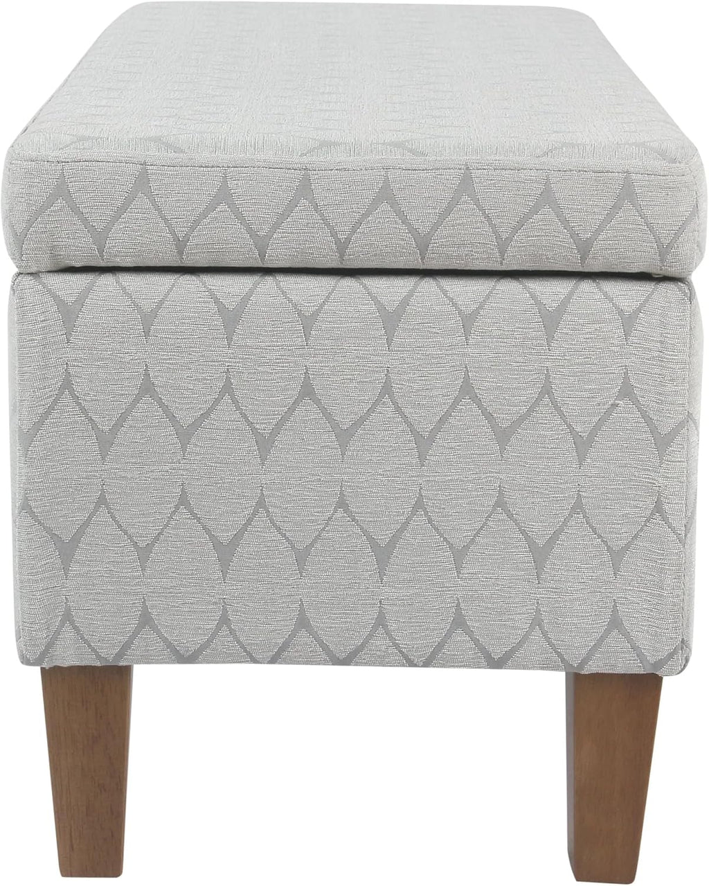 Kinfine K6384Np-F2244 Geometric Patterned Fabric Upholstered Wooden Bench with Hinged Storage, Large, Gray and Brown