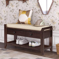 Harper & Bright Designs TREXM Shoe Rack with Cushioned Seat and Drawers, Multipurpose Entryway Storage Bench (Espresso)
