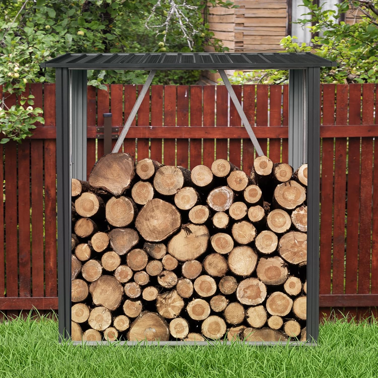 Outdoor Firewood Racks 3FT x 5FT, Firewood Storage Shed, Open Wood Shed For Firewood, Pellet, or Lumber Storage