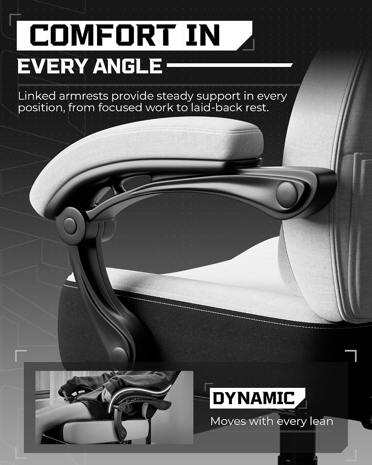 GTPLAYER Gaming Chairs for Adult - Ergonomic Big & Tall Gaming Seat with Footrest & Lumbar Support, Comfortable Office Chair 90-155° Reclining - Heavy Duty Wide Computer Seat, White Grey