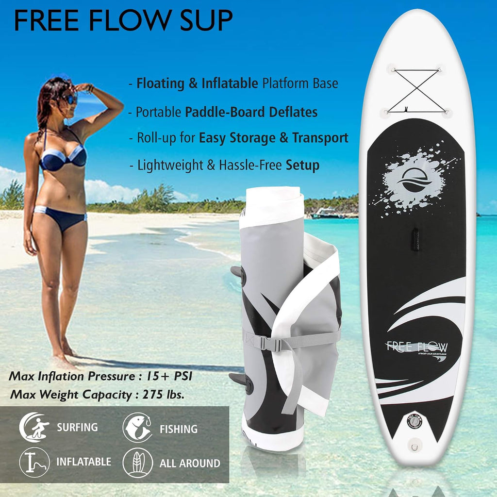 SereneLife 10' Inflatable Stand Up Paddle Board 2-Pack with Premium SUP Accessories – 32' Wide Stable Design with Non-Slip EVA Deck Pad for Youth and Adults, 350 lbs. Capacity Each