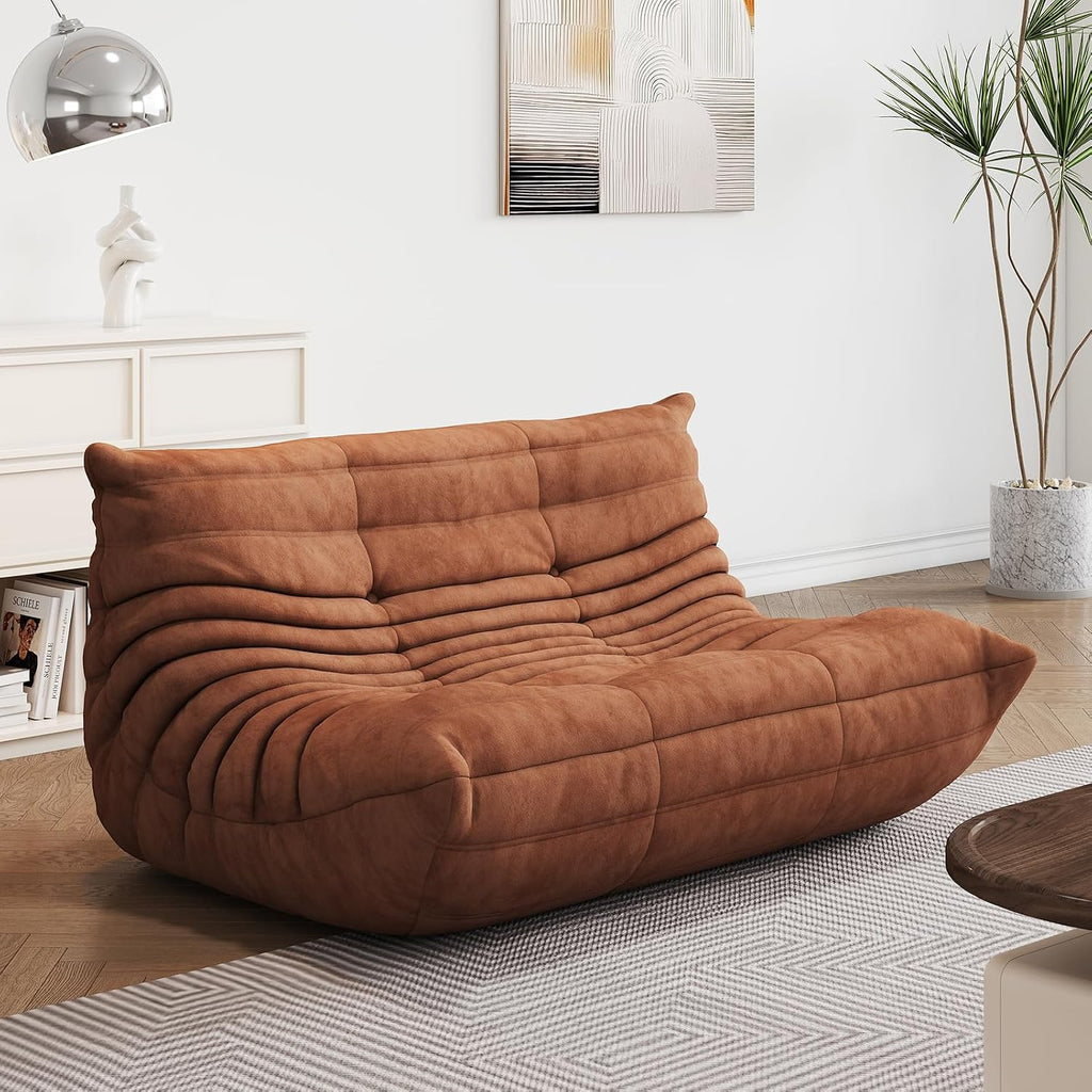 Bean Bag Chair - Corner Sofa, Fireside Chair Bean Bag Sofa Large Bean Bag Chair for Adults,Fireside Floor Couch for Living Room, Bedroom, Gaming (Yellow, Single) (Brown, Loveseat)