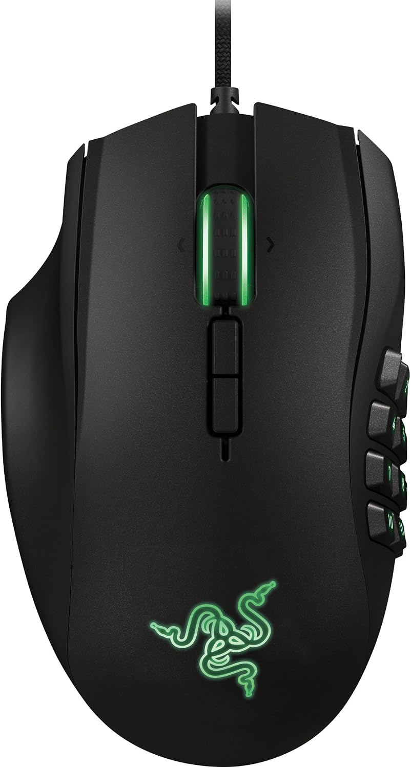 Razer RZ01-01050100-R3M1 Naga Left-Handed - Ergonomic MMO Gaming Mouse with 12 Programmable Thumb Buttons - 8,200 Adjustible DPI