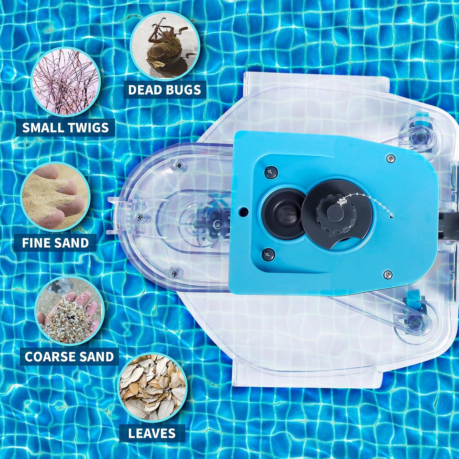 Cordless Pool Leaf Vacuum Cleaner with Dual Filter Bags for Above Ground & Inground Pools – Heavy Duty Swimming Pool Vacuum, 24GPM Strong Suction for Easy Leaf & Debris Removal