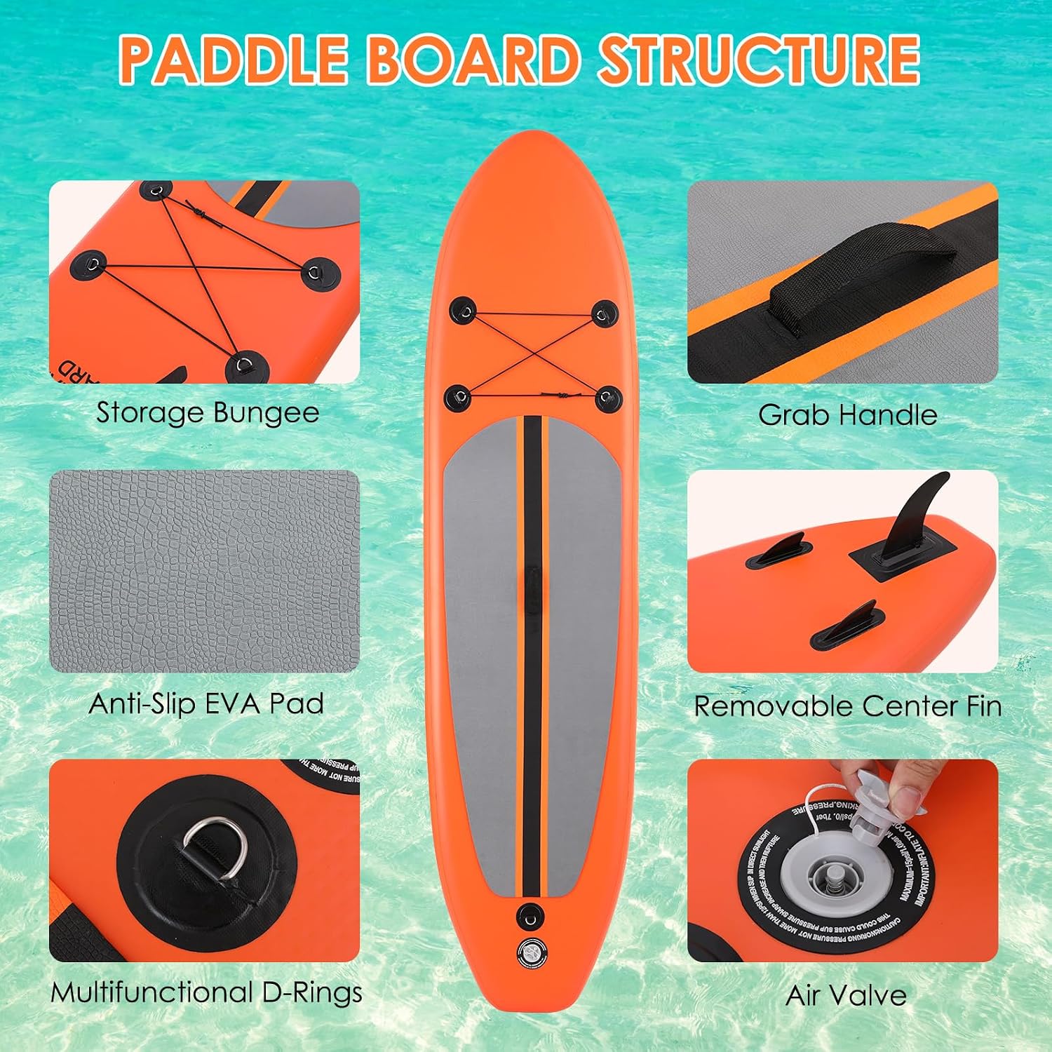 Clevich 12FT Stand Up Paddle Board, Inflatable Paddleboard with SUP Accessories & Carry Bag, Paddle, Hand Pump, Non-Slip Deck, Repair Kit,Leash, 400LBS